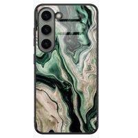 Samsung Galaxy S23 glazen hardcase - Green waves