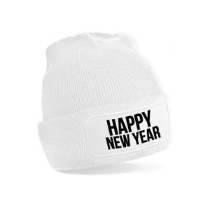 Happy New Year muts unisex - one size - wit - apres-ski muts