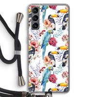 Bloemen tukan: Samsung Galaxy S21 Transparant Hoesje met koord