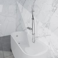 Fortifura Nebbio Badcombinatie-set - thermostaatkraan - inbouwdeel - glijstang - metalen doucheslang - staaf handdouche - badafvoer opbouw - chroom SW1183064 SW1111526 SW767373 SW496810 SW1108811 SW