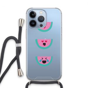 Smiley watermeloen: iPhone 13 Pro Transparant Hoesje met koord