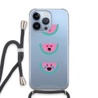 Smiley watermeloen: iPhone 13 Pro Transparant Hoesje met koord