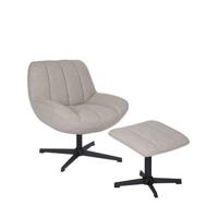 Bronx71 Draaifauteuil met hocker Santa linnen taupe