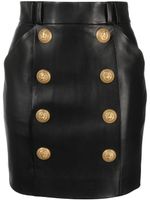 Balmain minijupe en cuir - Noir