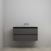On-Line Onderkast - 100 cm - Voorgemonteerd - Ladestructuur - Acryl Wastafel - zonder Kraangat - Mat Antraciet