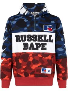 A BATHING APE® x Russell Color Camo Ape hoodie - Bleu