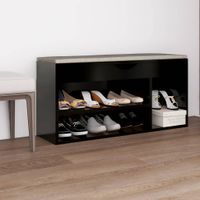 VidaXL Schoenenbank met kussen 104x30x49 cm bewerkt hout zwart