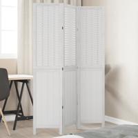 Kamerscherm met 3 panelen massief paulowniahout wit - thumbnail