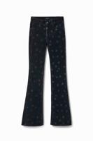 Broek van ribfluweel met stippenprint - BLACK - 34