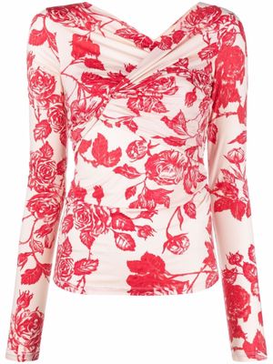 MSGM haut à fleurs - Rose