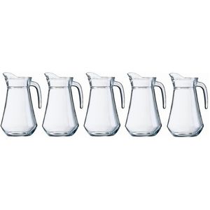 5x Schenkkannen van glas 1,6 liter van 24 cm