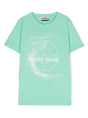 Stone Island Junior t-shirt en coton à motif Compass - Vert