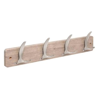 5Five Kapstok - 4 ophang haken - RVS - grijs/zilver - 45 x 10 cm - wandkapstok