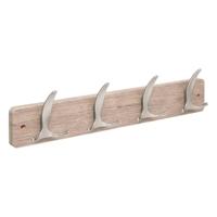 5Five Kapstok - 4 ophang haken - RVS - grijs/zilver - 45 x 10 cm - wandkapstok