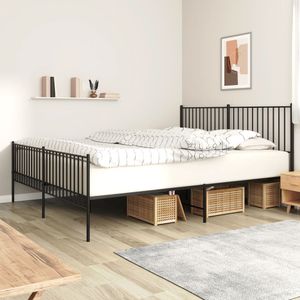 Bedframe met hoofd- en voeteneinde metaal zwart 183x213 cm