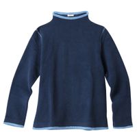 Fleece pullover van bio-katoen met vulkaankraag, nachtblauw/jeansblauw Maat: M
