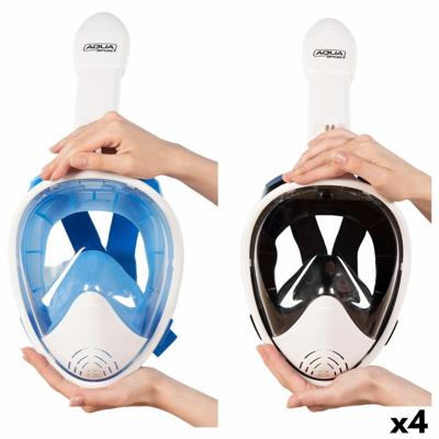Snorkelmasker met steun voor sportcamera AquaSport Blauw Wit (4 Stuks)