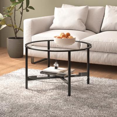 Salontafel 70 cm gehard glas zwart en transparant