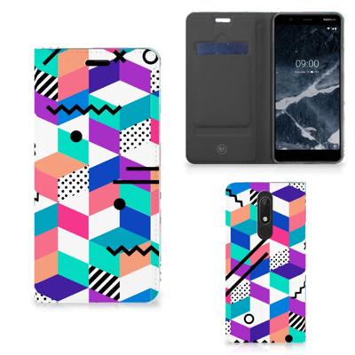 Nokia 5.1 (2018) Stand Case Blokken Kleurrijk