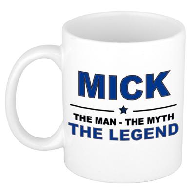 Mick cadeau mok - man myth legend - naam koffiemok / beker - wit en blauw - 300 ml