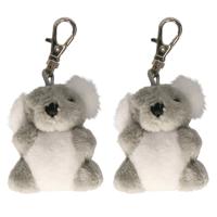 Nature Planet Koala knuffel - 2x - pluche stof - sleutelhangers - 6 cm - grijs - cadeau knuffels - thumbnail