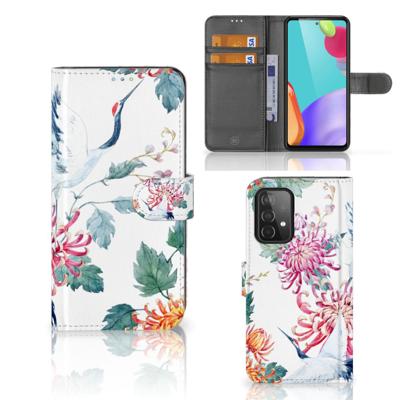 Samsung Galaxy A52 | Telefoonhoesje | Met pasjeshouder | Bird Flowers