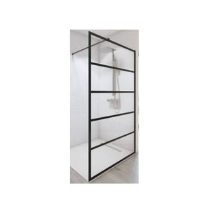 Inloopdouche BWS Free Time met Zwarte Banen 100x200cm 8mm Mat Zwart