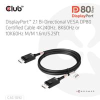 CLUB3D DisplayPort™ 2.1 Bi-Directional VESA DP80 Certified Cable 4K120Hz, 8K60Hz or 10K60Hz M/M 1.6m/5.25ft - thumbnail