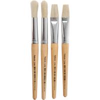Creativ Company Kwasten voor kinderen, afm 15, l: 18,5+19,5 cm, b: 11+17 mm, plat,rond, 4 stuk/ 1 doos