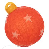Kerstverlichting figuur - kerstbal - rood - met sterren - 34 x 34 x 37 cm - 60 LED lampjes wit