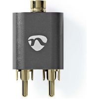 Stereo-Audioadapter | 2x RCA Male | 3,5 mm Female | Verguld | Recht | Aluminium | Gunmetal | 1 st. |