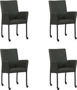Set van 4 Donkergroene leren moderne eetkamerstoelen Comfort - Toledo Leer Verde (donkergroen leer)