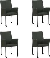 Set van 4 Donkergroene leren moderne eetkamerstoelen Comfort - Toledo Leer Verde (donkergroen leer)