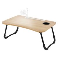 Laptoptafel met USB-poorten inklapbaar 60x40 cm houtlook van MDF incl. USB-lamp en ventilator ML-Design