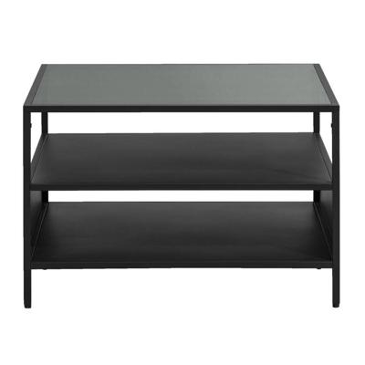 Leen Bakker - Salontafel Enrique - 45x70x70 Cm - Metaal/Glas - Zwart