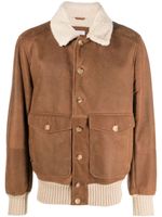 Brunello Cucinelli veste boutonnée en cuir à manches longues - Marron Brunello Cucinelli veste boutonnée en cuir à manches longues - Marron