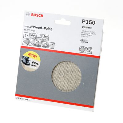Bosch Schuurschijfnet Wood and Paint 150mm K150 M480 blister van 5 schijven
