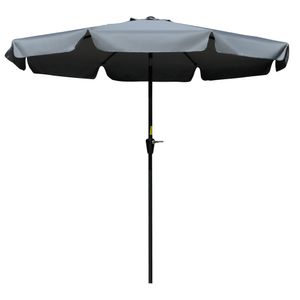Outsunny parasol, terrasparasol, marktparasol, Ã˜2,66 m, UV-bescherming 50+, tuinparasol, 8 ribben, verstelbaar, donkergrijs