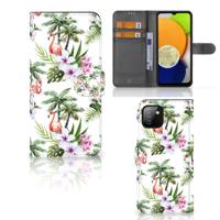 Samsung Galaxy A03 | Telefoonhoesje | Met pasjeshouder | Flamingo Palms
