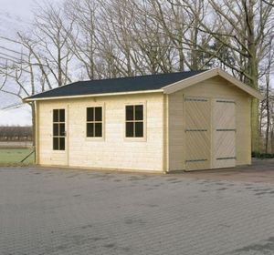 Lugarde Garage G1 500x300 cm - 44 mm- Zadeldak- Onbehandeld vurenhout- Lugarde