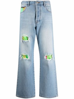 Philipp Plein jean court à effet usé - Bleu