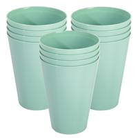 Onbreekbare drinkglazen - set 12x stuks - kunststof - mintgroen - 430 ml - camping/outdoor/kinderen