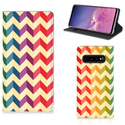 Samsung Galaxy S10 | Hoesje met Magneet | Zigzag Multi Color Samsung Galaxy S10 | Hoesje met Magneet | Zigzag Multi Color