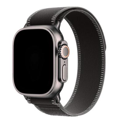 Apple Watch Bandje Trail - Nylon - Zwart Houtskool - Zilver - Apple Watch Bandje Trail - Nylon - Zwart Houtskool - Zilver -