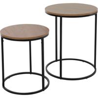 H&amp;S Collection Bijzettafel set - 2-delig - grenen hout - 40 en 50 cm   - - thumbnail