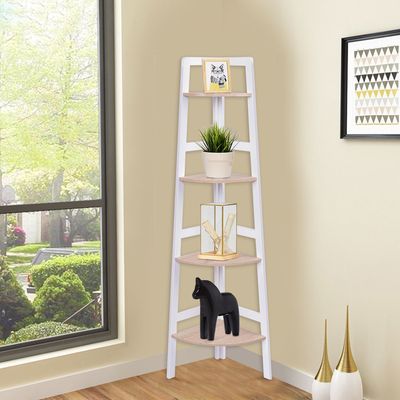 Hoekplank Badkamer Plank Wandplank Boekenplank Archiefplank Houten Plank Decoratie Plank 4 Verdieping 32 X 32 X 138cm