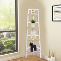 Hoekplank Badkamer Plank Wandplank Boekenplank Archiefplank Houten Plank Decoratie Plank 4 Verdieping 32 X 32 X 138cm