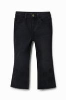 Cropped wijd uitlopende gevlokte jeans - BLACK - 9/10