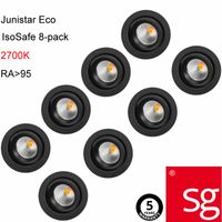 SGLED inbouwspots set van 8 stuks 490 lumen 6W zwart kantelbaar 2700K dimbaar