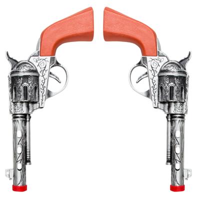 Boland Pistool/revolver - 2x - zilver - 20 cm - kunststof - western thema - verkleedaccessoire